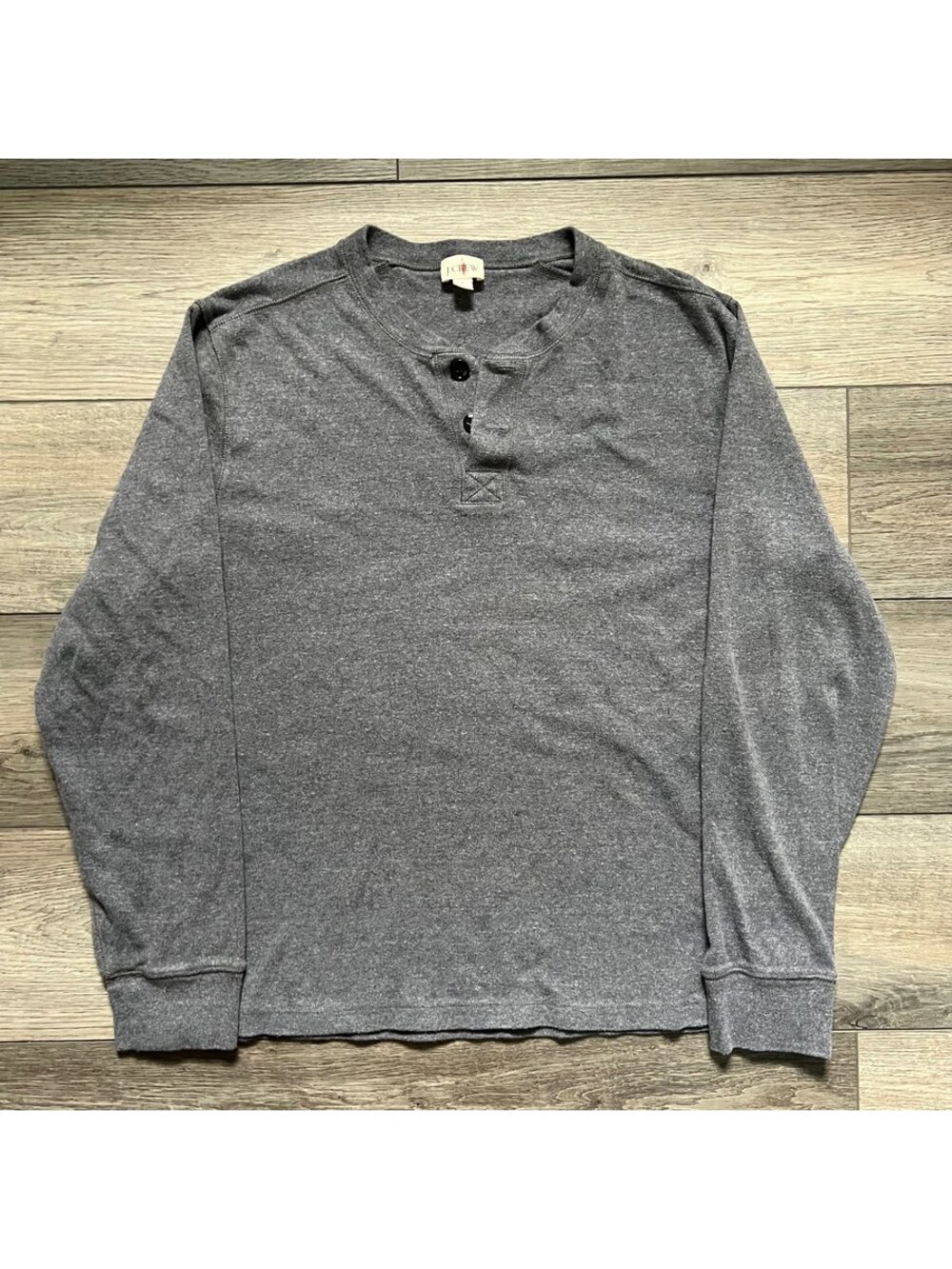 J.Crew Oarsman Men's L Henley Sweater Shirt Gray Long Sleeve Cotton